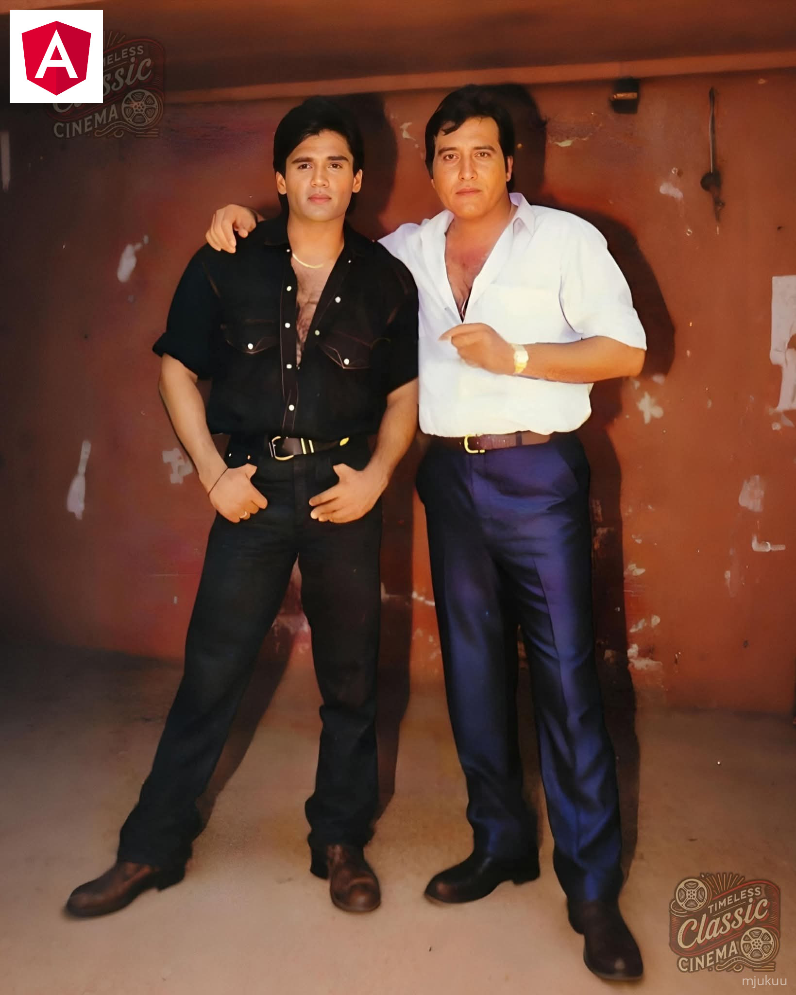 Picha hii ya enzi ya 90 ya Suniel Shetty na Vinod Khanna inanasa watu wawili mahiri kutoka vizazi tofauti vya Bollywood