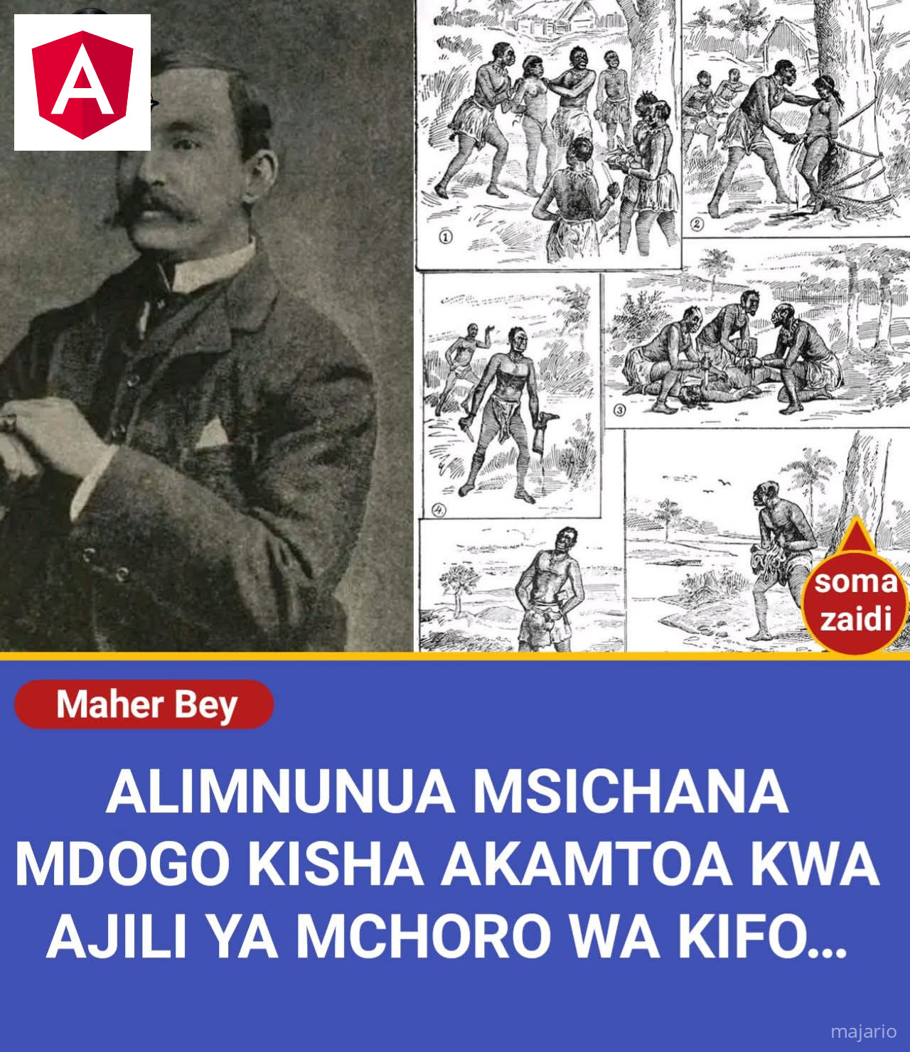 A person in a purple dress is cooking over an open fire inside a rustic kitchen with stone walls and a small window.